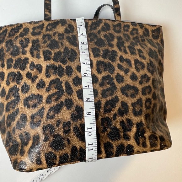 CHICOS Leopard Print Tote Bag Shoulder Purse Pebbled Sparkle Shimmer 17X12 - Picture 7 of 9